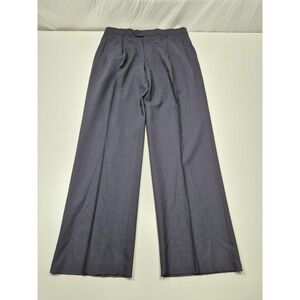Zanieri Dress Pants Mens 36x34 Blue Wool Pleated Straight Classic Unhemmed Italy